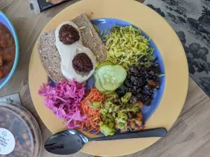 colorful mezze on a plate