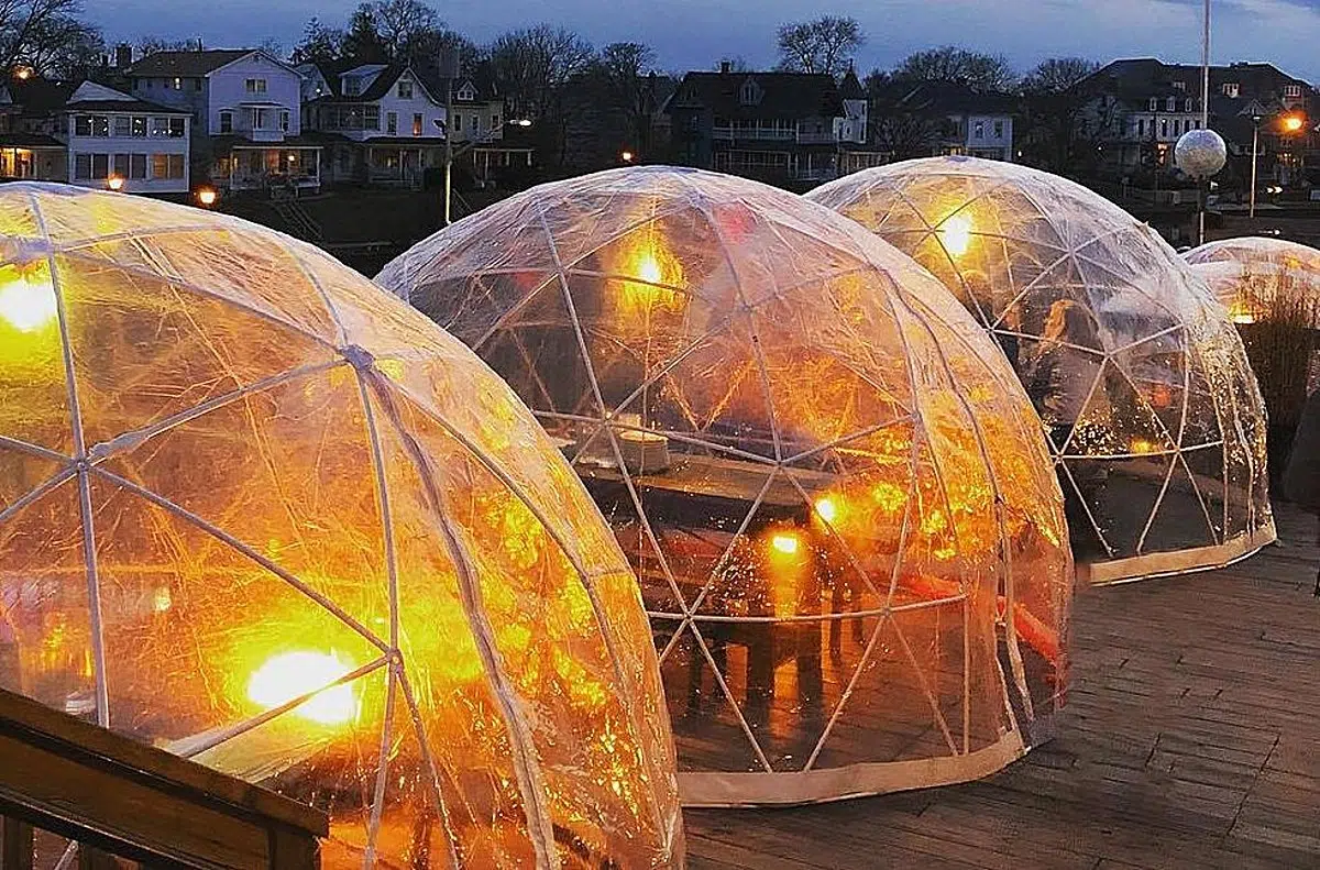 outdoor igloo dining pods